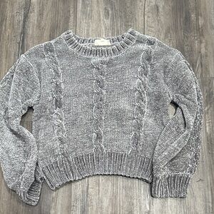 Jessica Simpson Plush Chenille Cable Crewneck Sweater - Gray